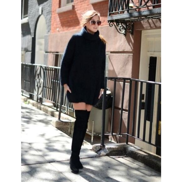 Stuart Weitzman Hilo Over the Knee Thigh High Boots Suede Leather Flat, Black - Picture 13 of 13